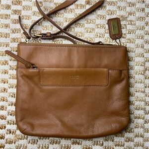 Fossil Brown cowhide Leather Crossbody Bag 1954 adjustable removable strap